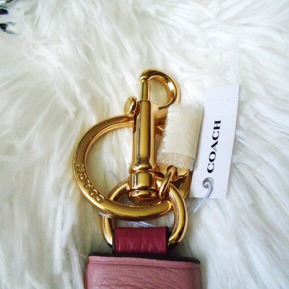 Coach Trigger Snap Bag Charm with Stripe Heart Print - Picture 7 of 11